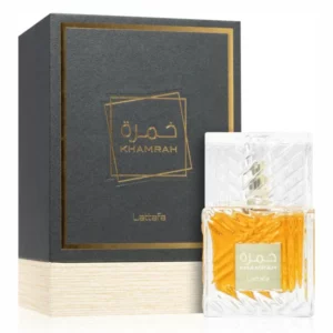 khamrah-perfume-100ml-edp-lattafa-100223680 Image de la boite et du parfum Khamrah Lattafa